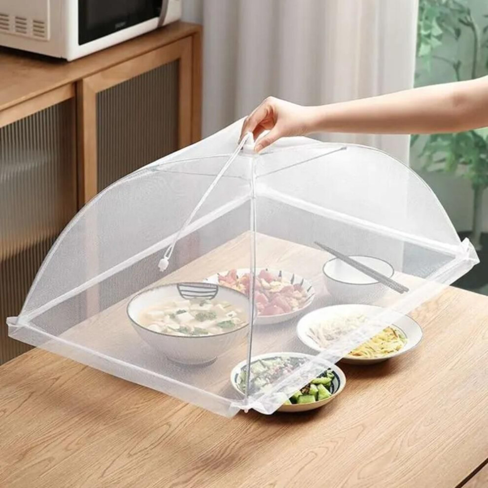 (white, 36*36cm) Food Cover Mesh Folding Washable Flies Tables Cover Insect Proof Protective Dish Covers Home Kitchen Storage Accessaries