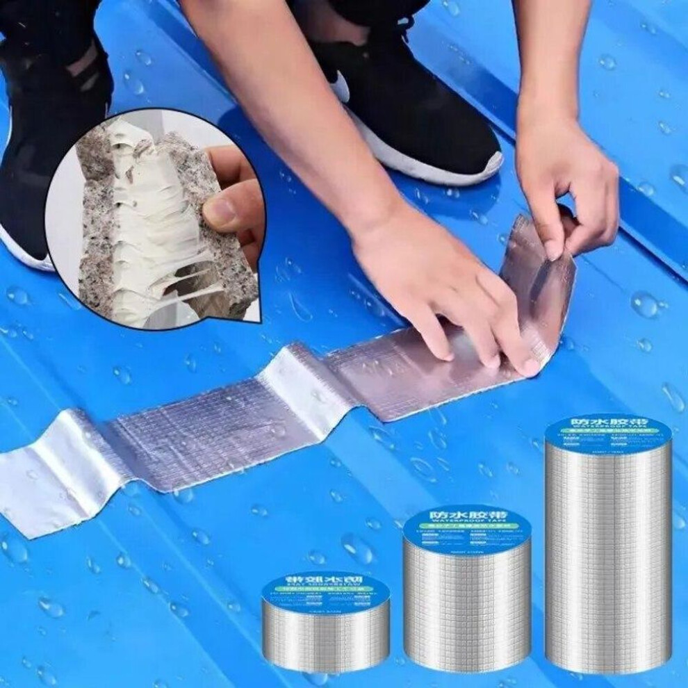 (white, 5CM&5M) Aluminum Foil Butyl Waterproof Tape Roof Leak Proof ,high Temperature Resistant Pipeline Wall Leak Proof Sticker Super Adhesive Pipeline Fixing Tape