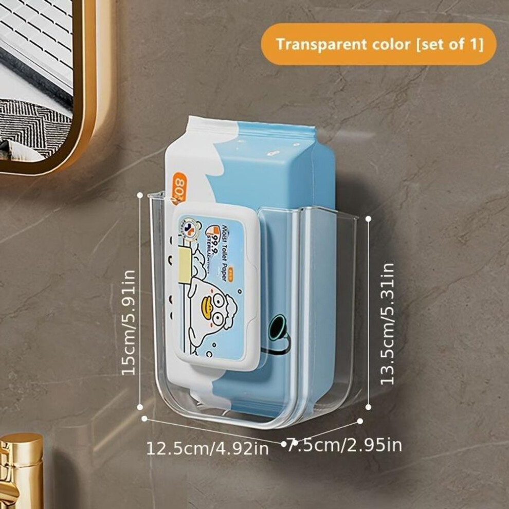 (white) Large Opening Self-adhesive Wall-mounted Wet Wipe Dispenser - Strong Load Capacity Plastic Holder - For Bathroom Tissue Storage Box