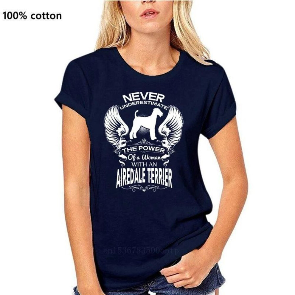 (sky blue, L) New Men Short sleeve tshirt A WOMEN WITH A DOG Airedale Terrier cool Women t-shirt