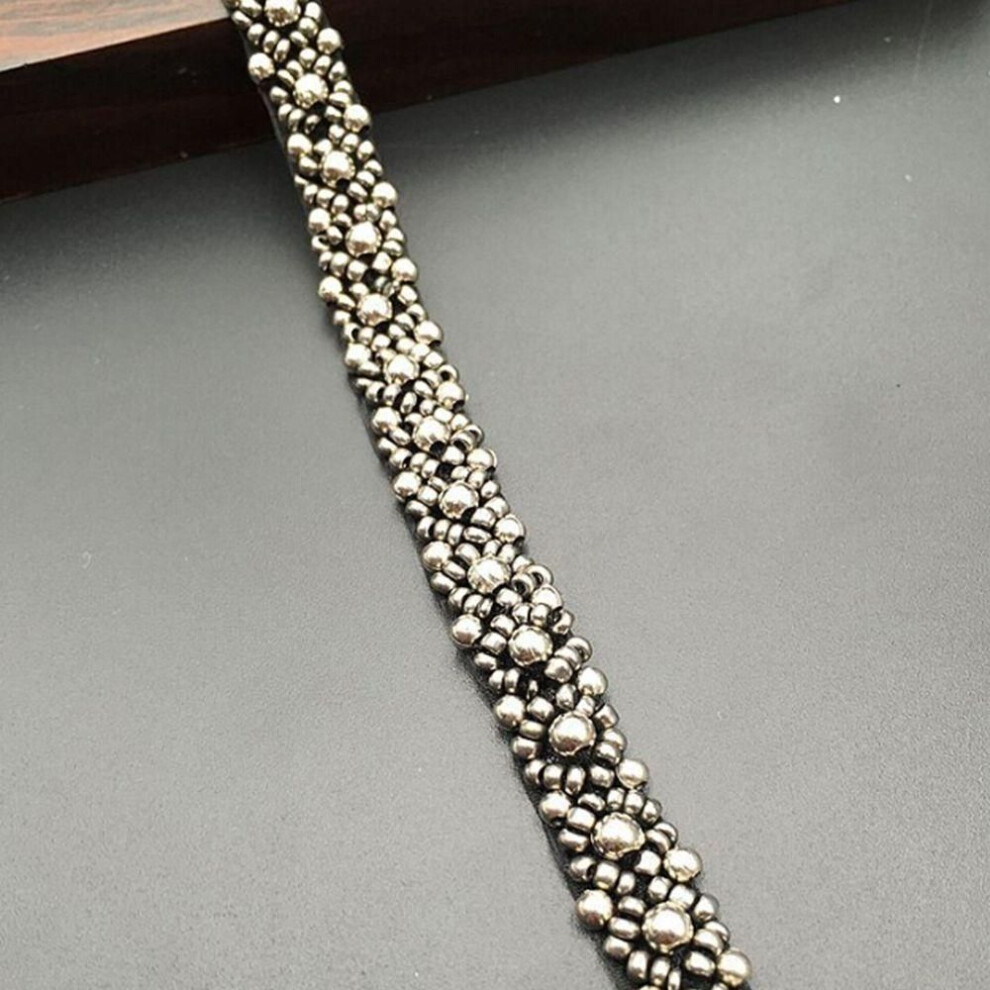 (brown) Embroidered Handmade Diy Sewing Accessories Wedding Pearl Beaded Dress Decor Ribbon Lace Trim