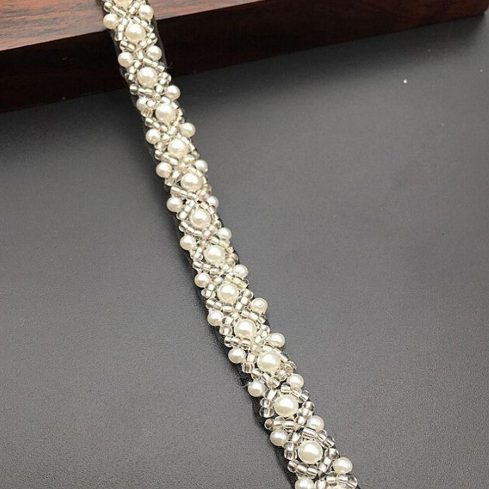(black,white) Embroidered Handmade Diy Sewing Accessories Wedding Pearl Beaded Dress Decor Ribbon Lace Trim