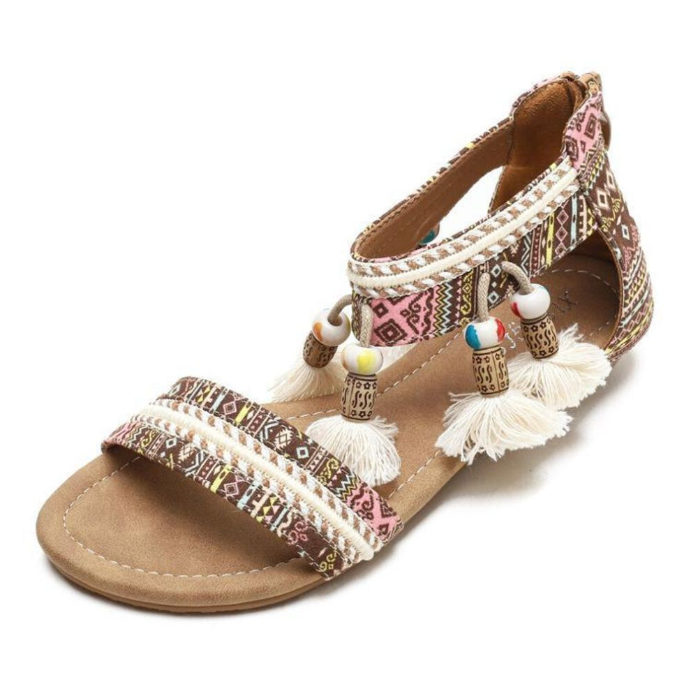 (brown, 42) Bohemian Women's Wedge Sandals: Summer Ethnic Open-toe Roman Style For Seaside Travel