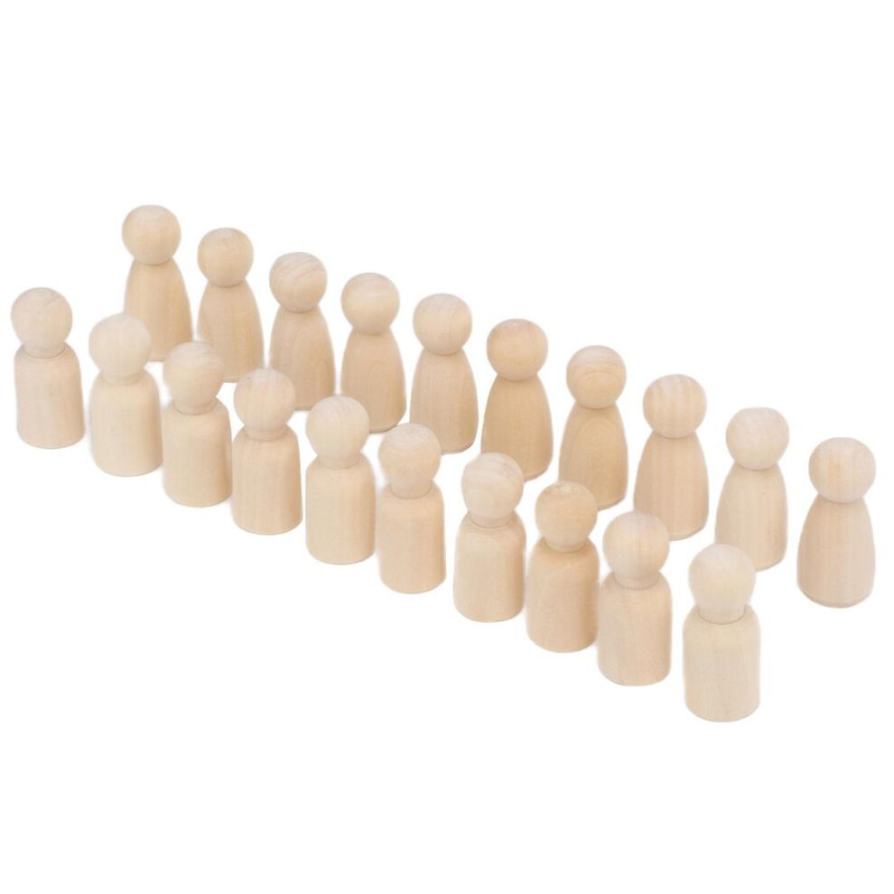 (43MM) 20pcs Wooden Peg Dolls Unfinished Angel Shape Toddler Wood Doll Bodies for Children DIY Craft Toys