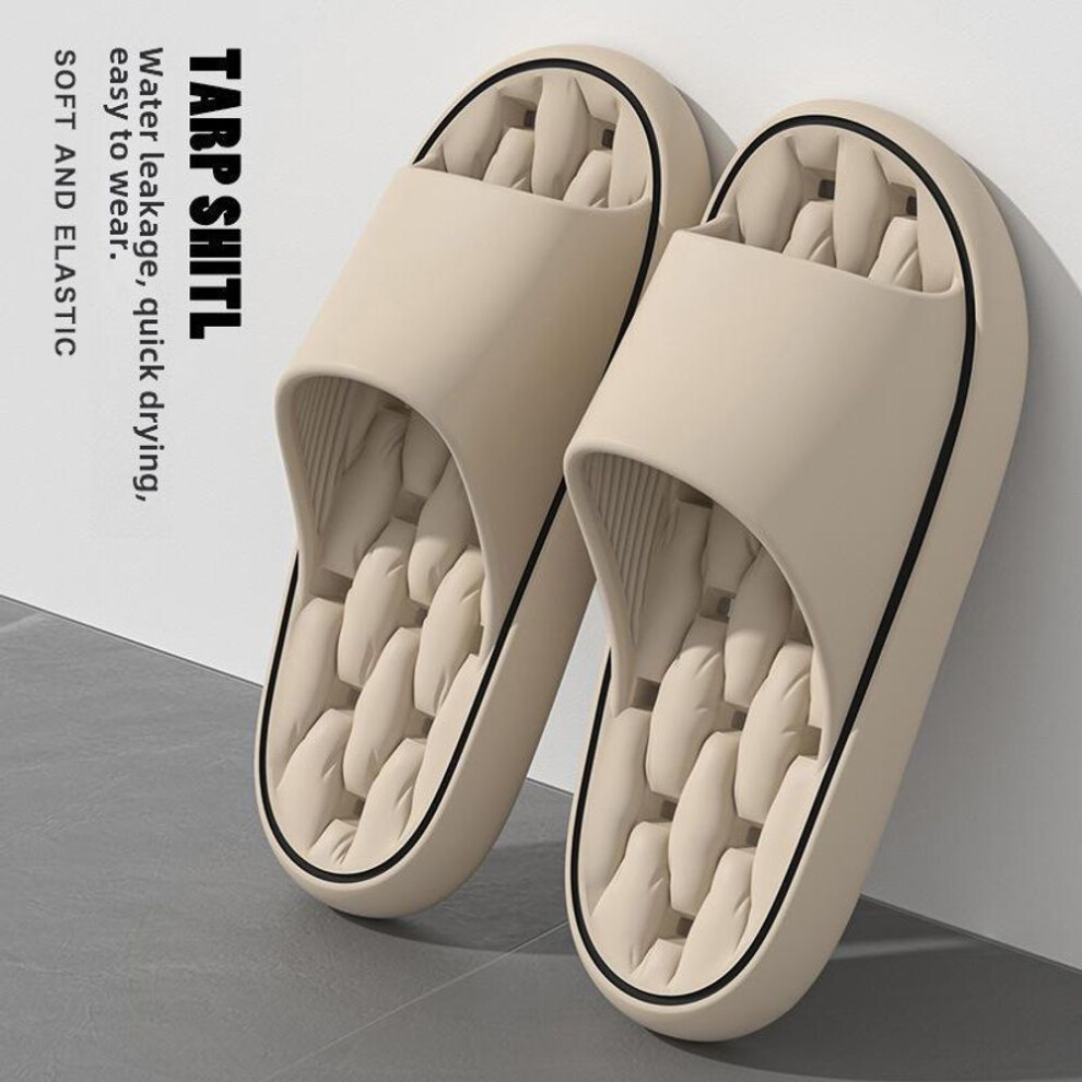 (khaki, 44-45) Women's and Men's Non-Slip Bathroom Slippers - Odor-Free EVA Indoor Flip Flops