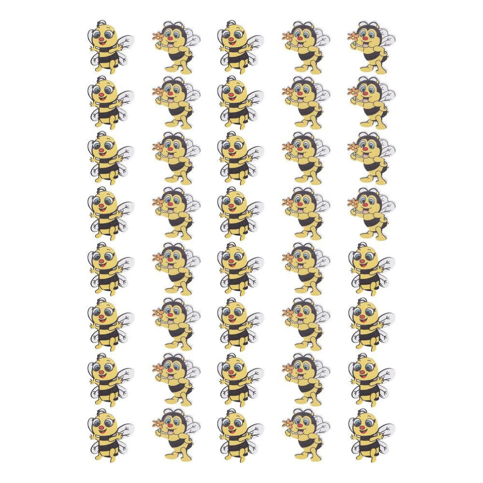 40pcs Wooden Bee Buttons Cartoon Decorative Embellishment For Sewing Knitting Scrapbooking