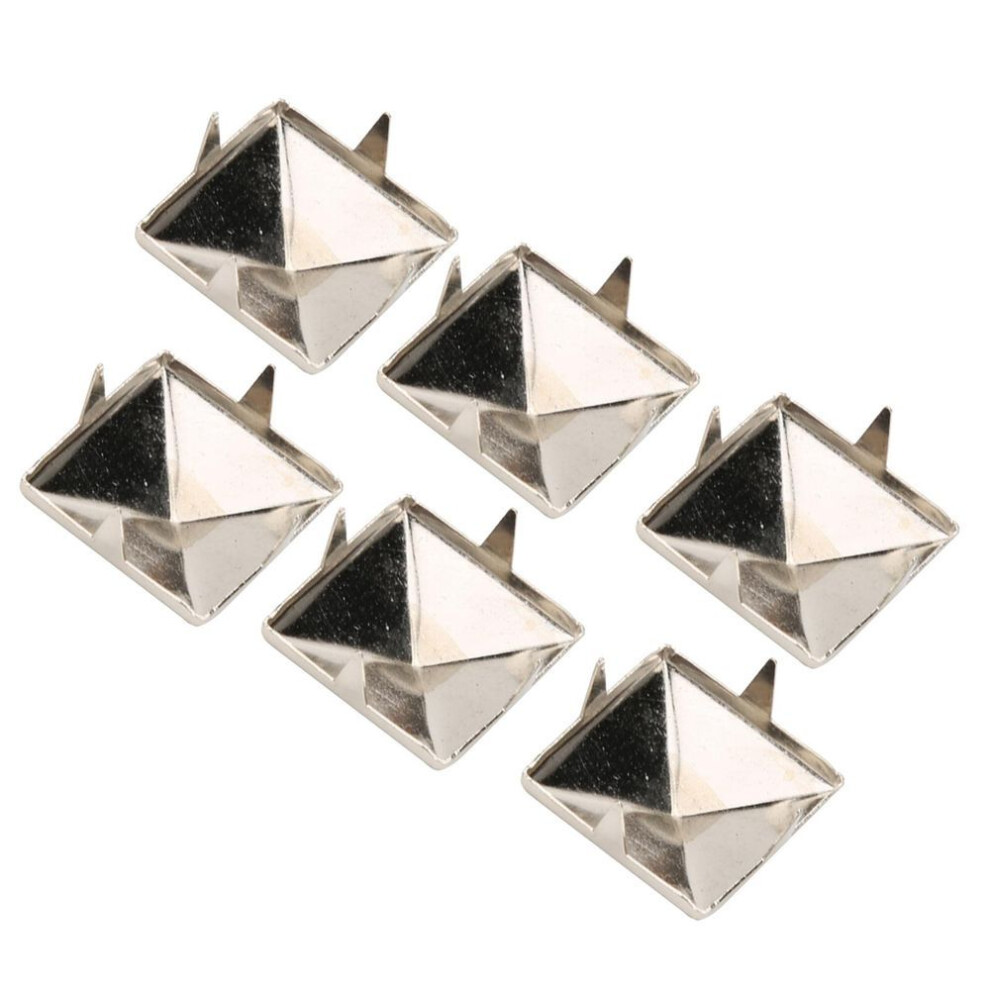 (silver, 15mm) 100pcs Square Pyramid Punk Rivets 4 Claw Metal Studs for Bracelets Clothing Shoes HandbagSilver 12mm