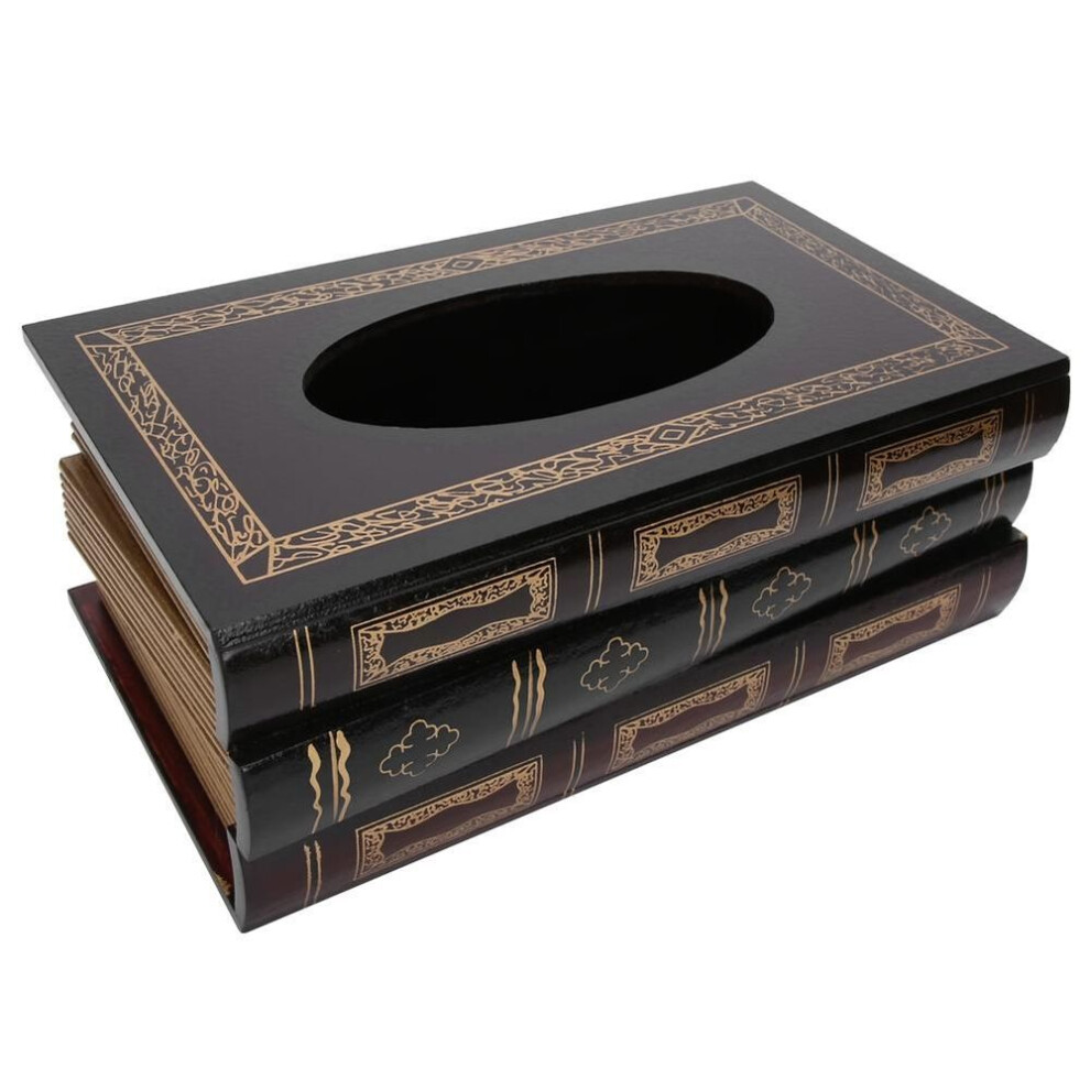 Book Tissue Box Wooden Brown Retro Europeanstyle Large Capacity Napkin Box Holder Dispenser