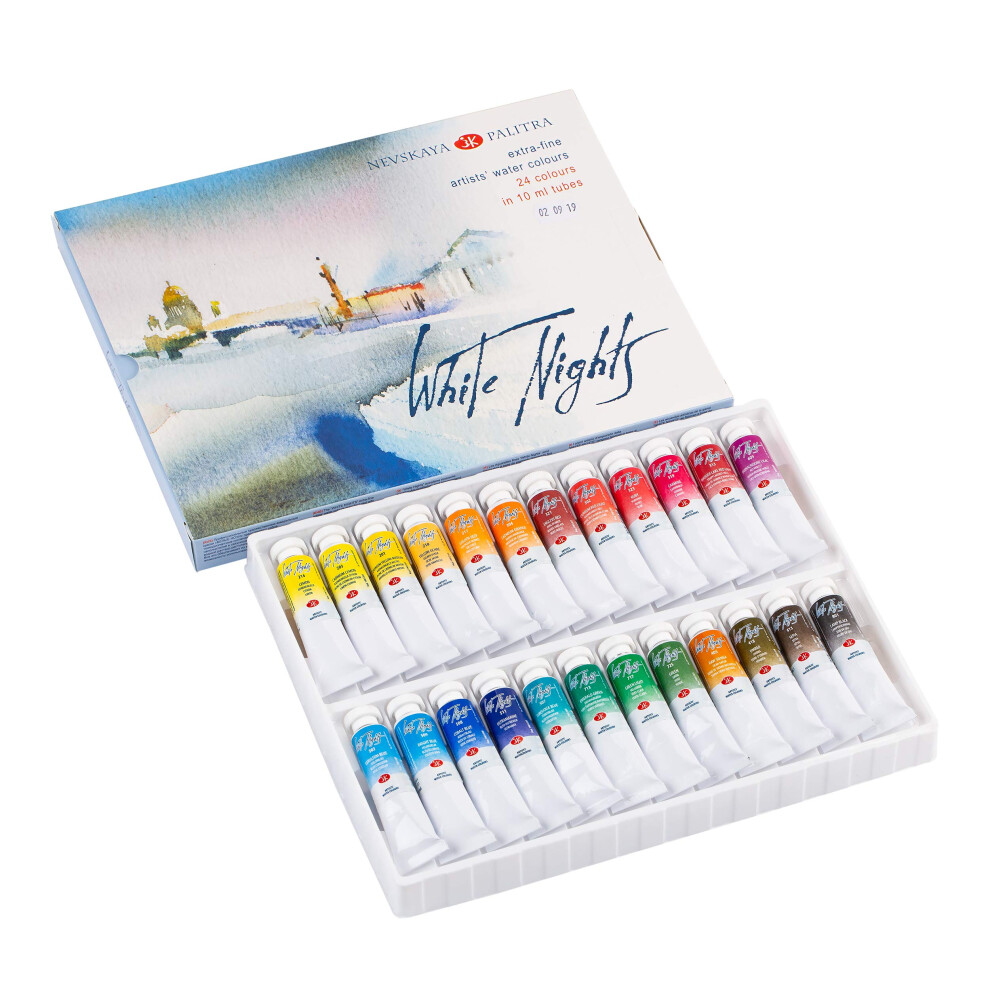 White Nights Extra Fine Artists Grade Professional Watercolor Set 24 Tubes 10Ml In Kartonnen Doos Van Nevskaya Palitra-image