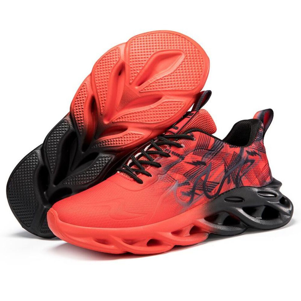(red, 45) Men's Running Shoes Breathable Man Sports Sneakers Lace Up Comfort Casual Walking Shoes Athletic Training Footwear