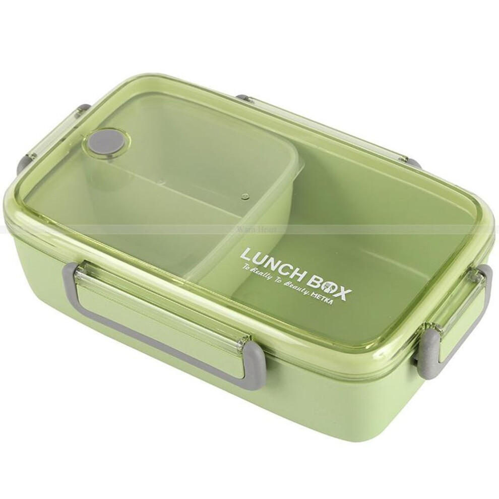 (green, 23cmx15cmx7cm) Brown/green/pink Lunch Box  Bamboo  Fiber Material  Portable  Bento  Box Microwaveble Food Storage Container For Office Children