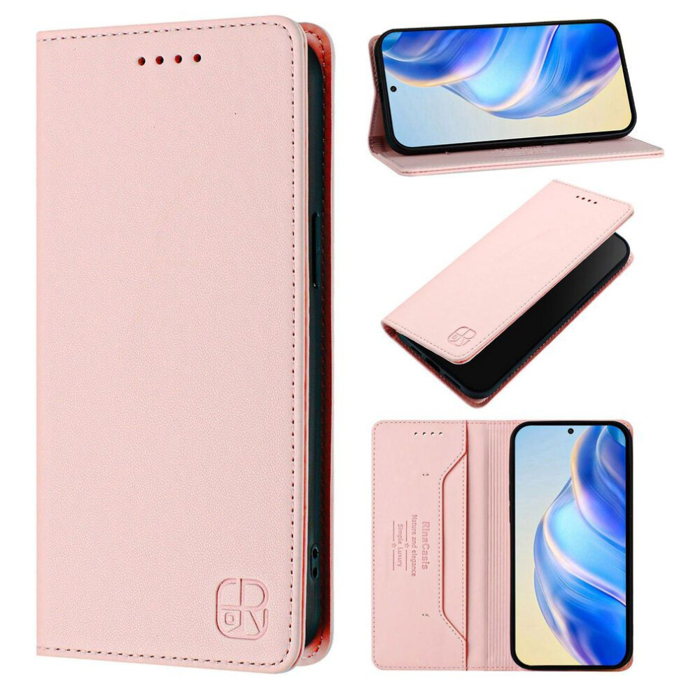 (pink, Xiaomi Redmi Note 14 5G) Luxury Magnetic Solid Leather Phone Wallet Case Book Kickstand For Iphone 16 15 Pro Max Samsung S25 Redmi 14c Moto E15 Oppo A60 Card Holder Flip Cover