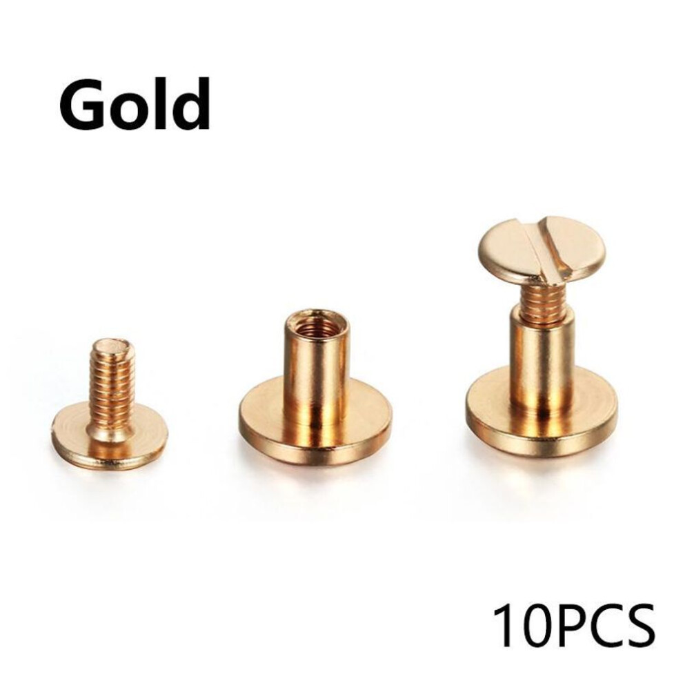 (gold, 6.5mm) 10sets Flat Head Belt Studs Copper Rivets Decorative Double Cap Leather Screws Leather Tool