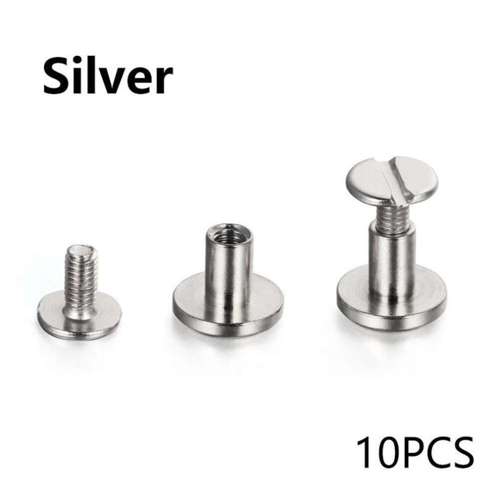(silver, 5mm) 10sets Flat Head Belt Studs Copper Rivets Decorative Double Cap Leather Screws Leather Tool