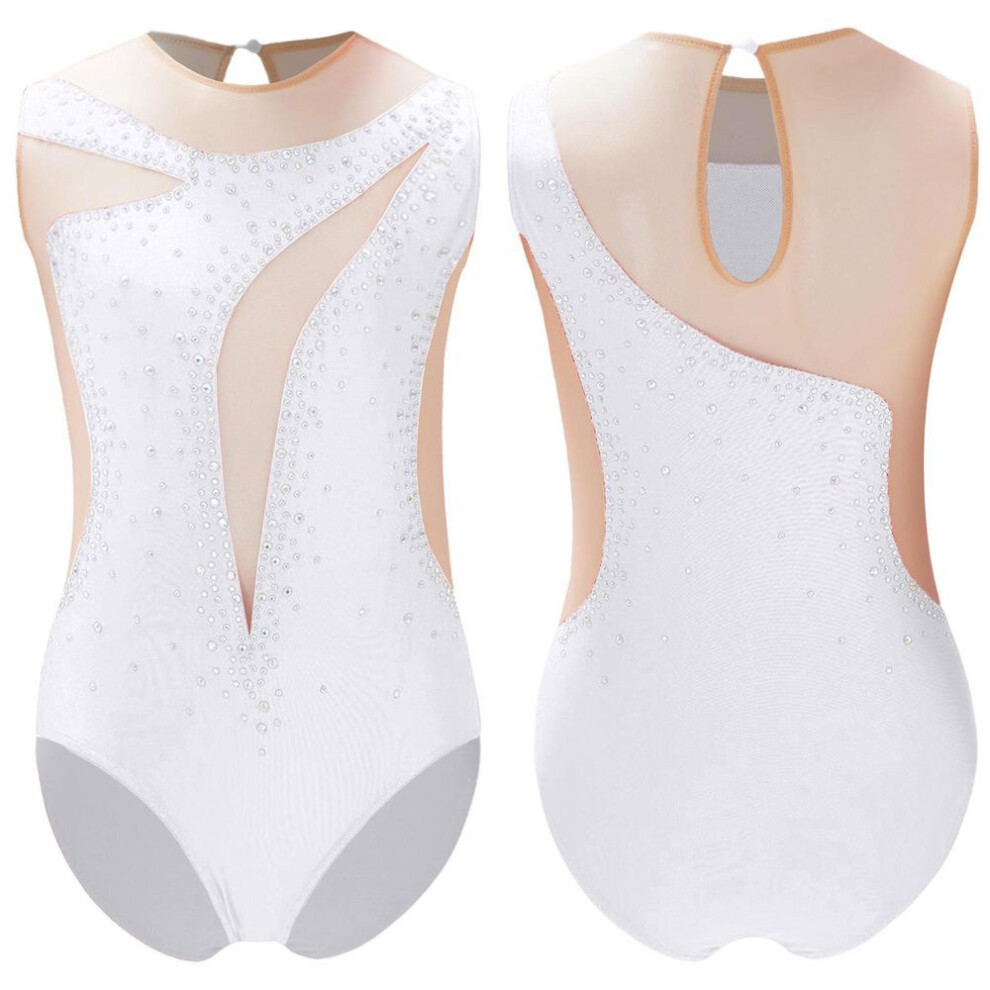 (white, 9-10 Years) Girls Gymnastics Jazz Leotard Ballet Tank Unitard Workout Yoga Activewear Athletics Bodysuit Figure Skating Performance Clothes