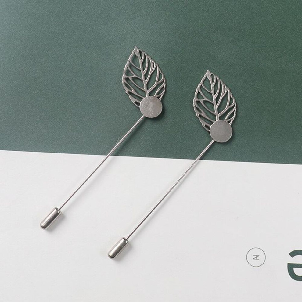 (white, cylinder plug K leaf 1 piece) Steel Brooch Jewelry DIY Kit with Pearl Straight Pins