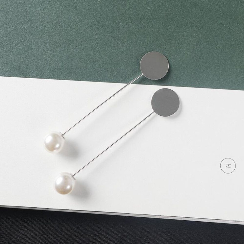 (white, pearl stopper K 1 piece) Steel Brooch Jewelry DIY Kit with Pearl Straight Pins