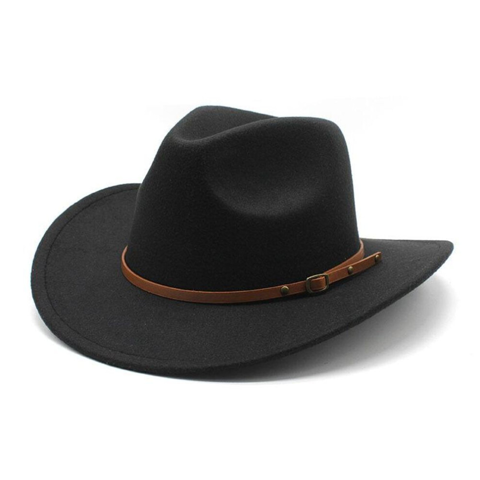 (black, M?56-58cm?) Western Cowboy Hat Felt Hat Ethnic Style Men'S And Women'S Tibetan Upturned Edge Hat