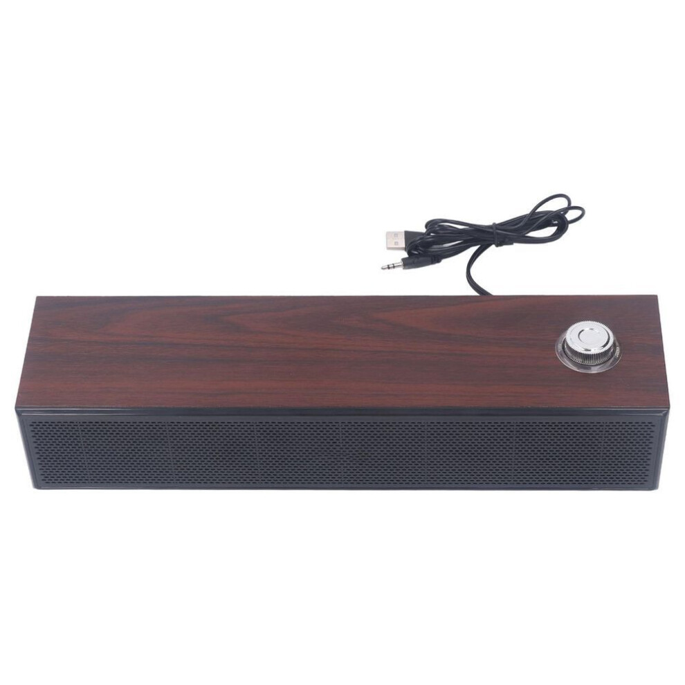 Wooden Computer Speakers Desktop Soundbar HiFi Stereo Sound AUX in Wired USB Powered Soundbar for