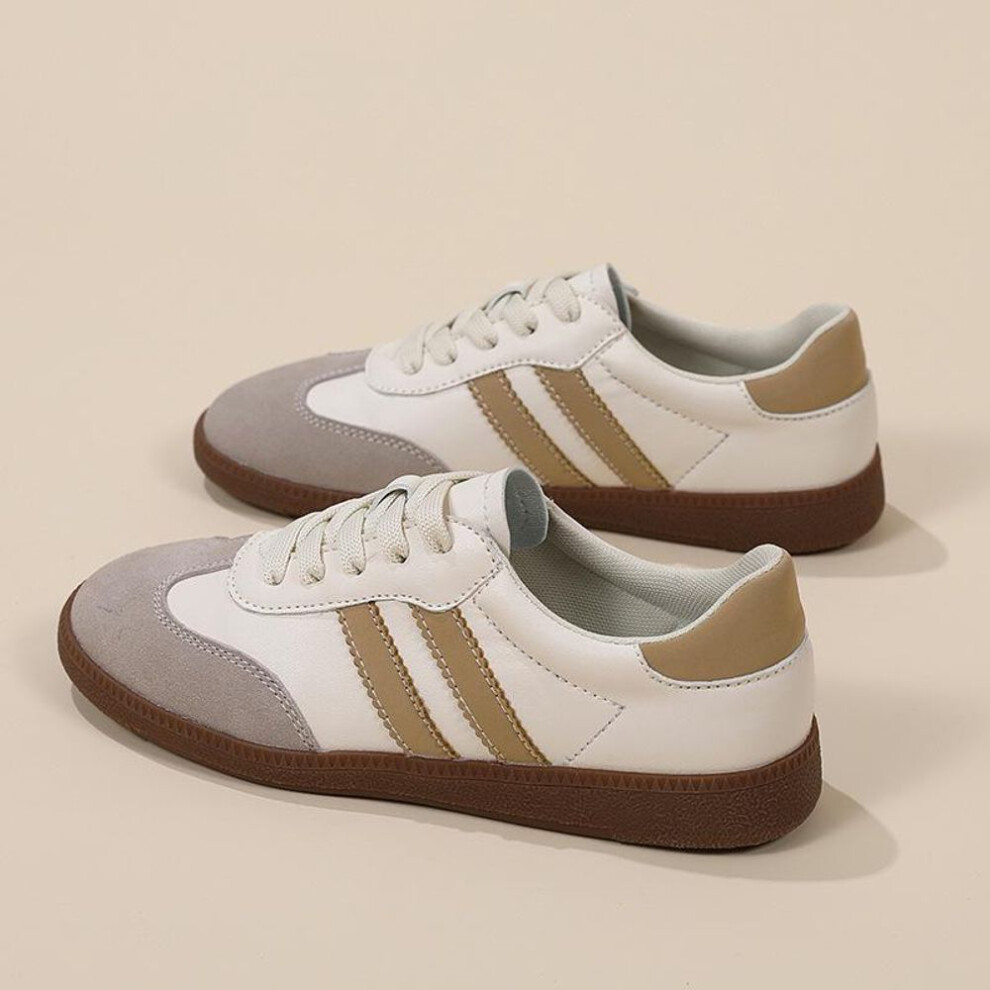 (as the picture, 36) 2025 Spring Women's Korean Retro White Flat Training Sneakers - Versatile, Casual, and In Stock