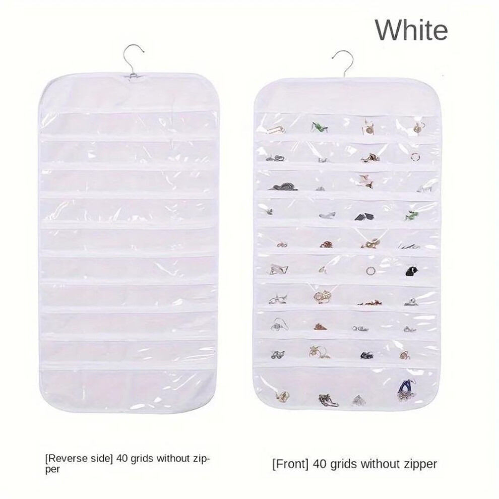 (white) Wall Mount Jewelry Rack large Capacity Closet Jewelry Organizer Bag Hanging Multipurpose Storage Household Storage Organization