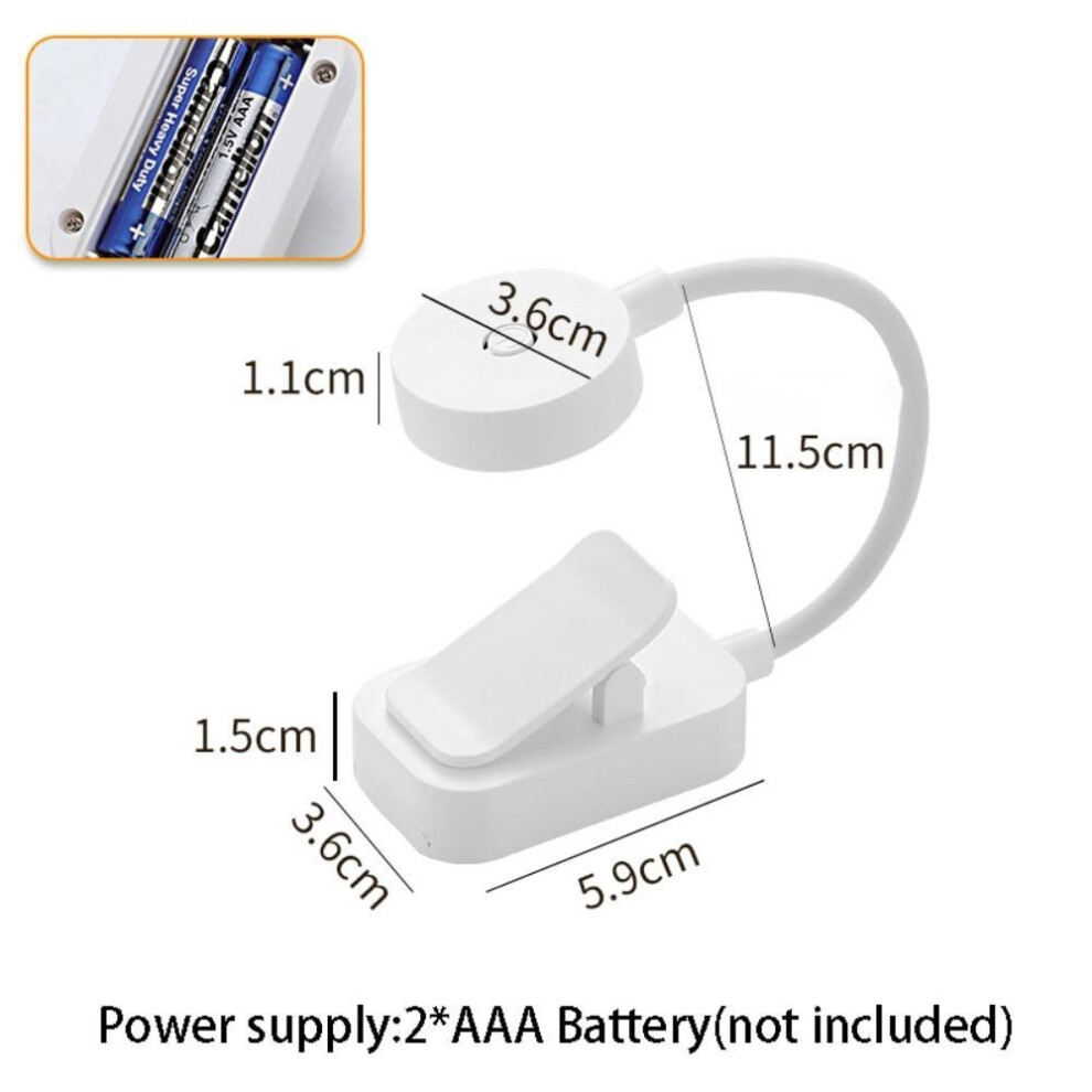 (Battery Powered) 3 Colors Led Book Clip Lights Stepless Dimmable Reading Lamp With Clip Clamp Night Light  Home