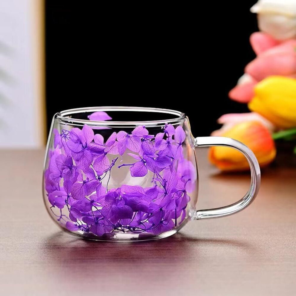 (Style 5) Coffee Tea Cup Double Wall Mug Milk Mug Clear Glass Cup Creative Dried Flower Glass Cup  Restaurant