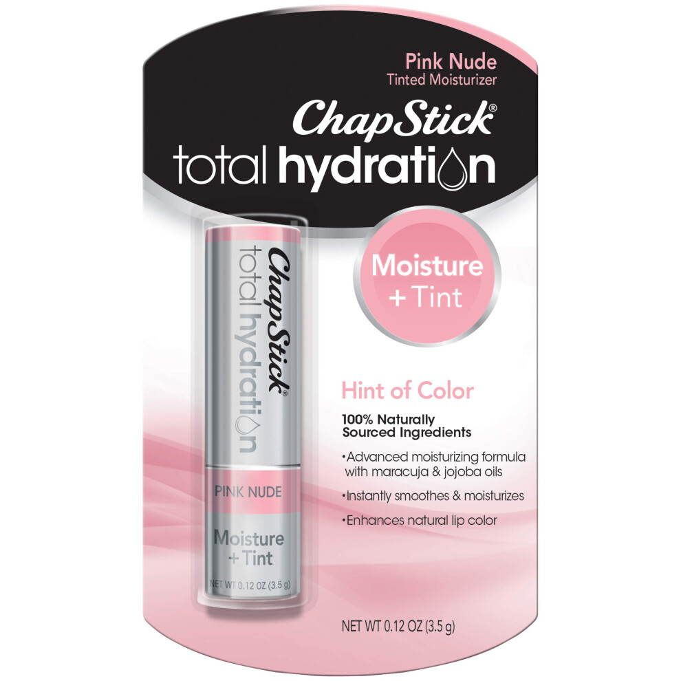 Chapstick Pink Total Hydration Moisture + Tint Nude Tinted Lip Balm Tube Tinted Moisturizer - 0.12 Oz