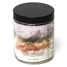 Hemlock Park Lavendel-Kokosmilch-Badezusatz | Bio-Kokosmilch, Pflanzenextrakte, Bittersalz aus dem Toten Meer und rosa Himalaya-Mineralsalze | 265 ml