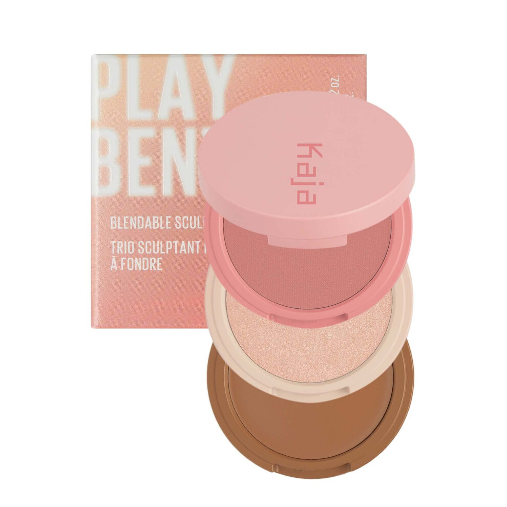Trio sculptant 3-en-1 Kaja - Play Bento | avec cr  me au beurre de graines de mangue, poudre bronzante, blush et surligneur 01 Butter Up