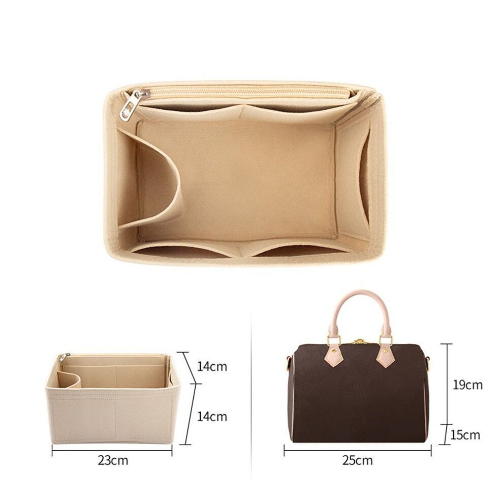 (khaki-For Speedy 25) Purse Travel Bag Accessories Felt Insert Flap Handbag Iiner Storage Organizer Inner Bag