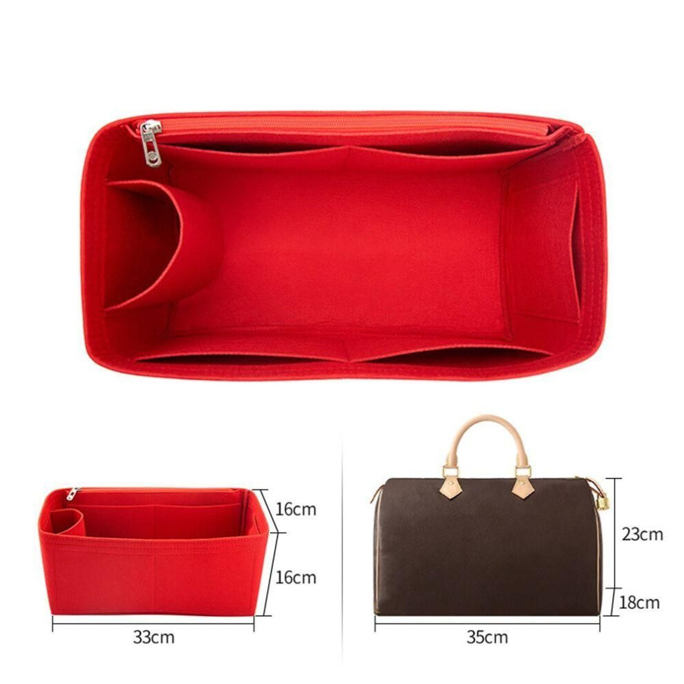 (red-For Speedy 35) Purse Travel Bag Accessories Felt Insert Flap Handbag Iiner Storage Organizer Inner Bag