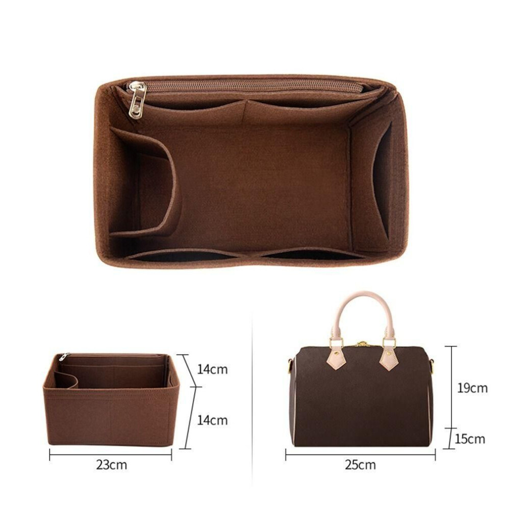 (coffee-For Speedy 25) Purse Travel Bag Accessories Felt Insert Flap Handbag Iiner Storage Organizer Inner Bag