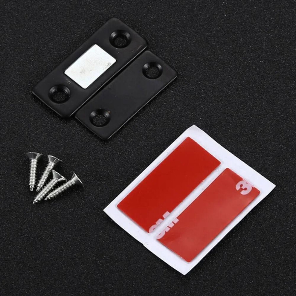 (black, medium size) 2pcs/set Strong Door Closer Magnetic Door Catch Latch Door Magnet Furniture Cabinet Cupboard Screw / Sticker Ultra Thin