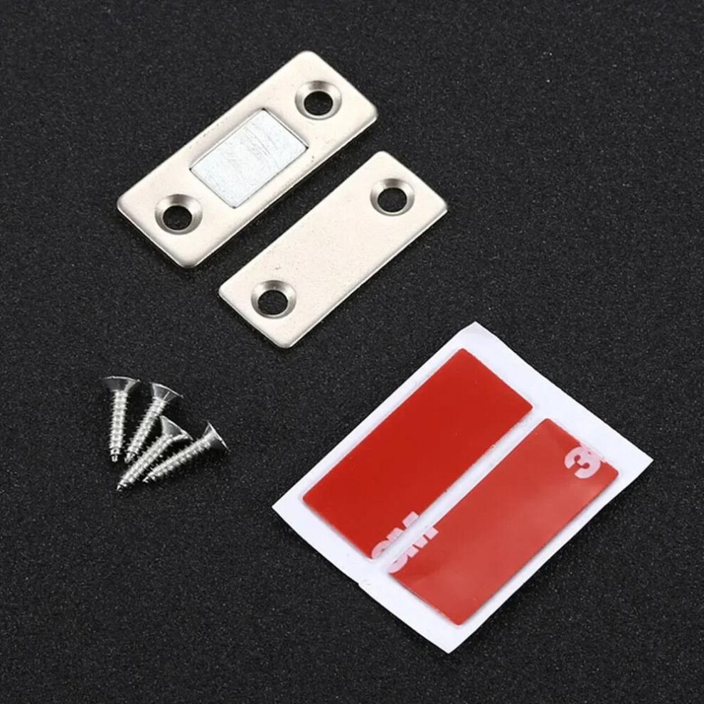 (silver, medium size) 2pcs/Set Strong Door Closer Magnetic Door Catch Latch Door Magnet Furniture Cabinet Cupboard Screw / Sticker Ultra Thin