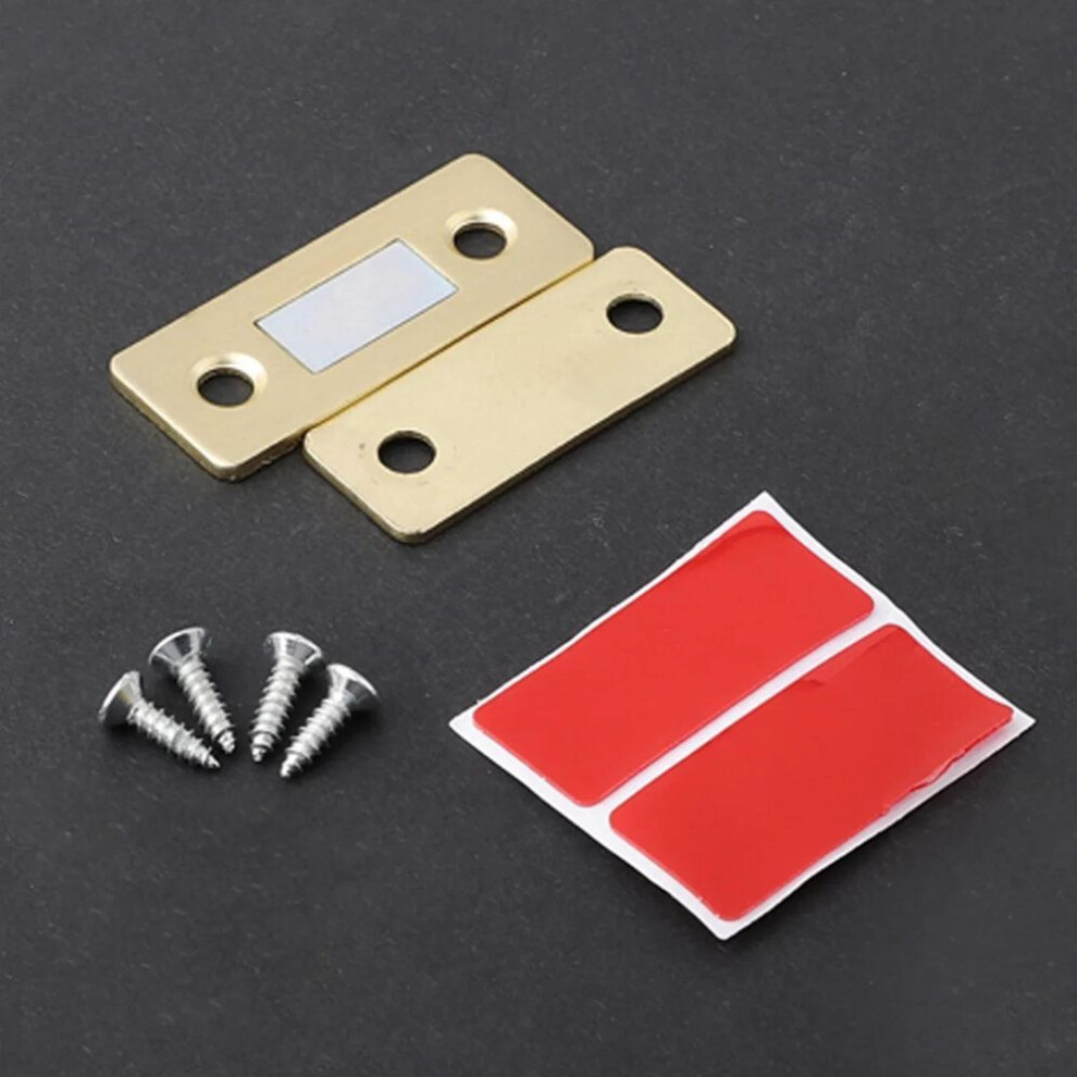 (gold, medium size) 2pcs/set Strong Door Closer Magnetic Door Catch Latch Door Magnet Furniture Cabinet Cupboard Screw / Sticker Ultra Thin