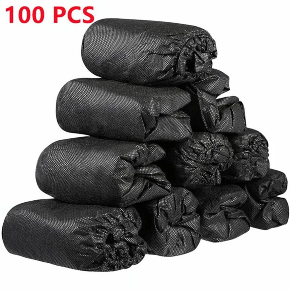 (black, 100 pcs/bag) 100pack Disposable Shoe Covers Boot Non-slip Large Foot Booties For Indoors Contractors Floor Carpet Shoe Coverings Protectors