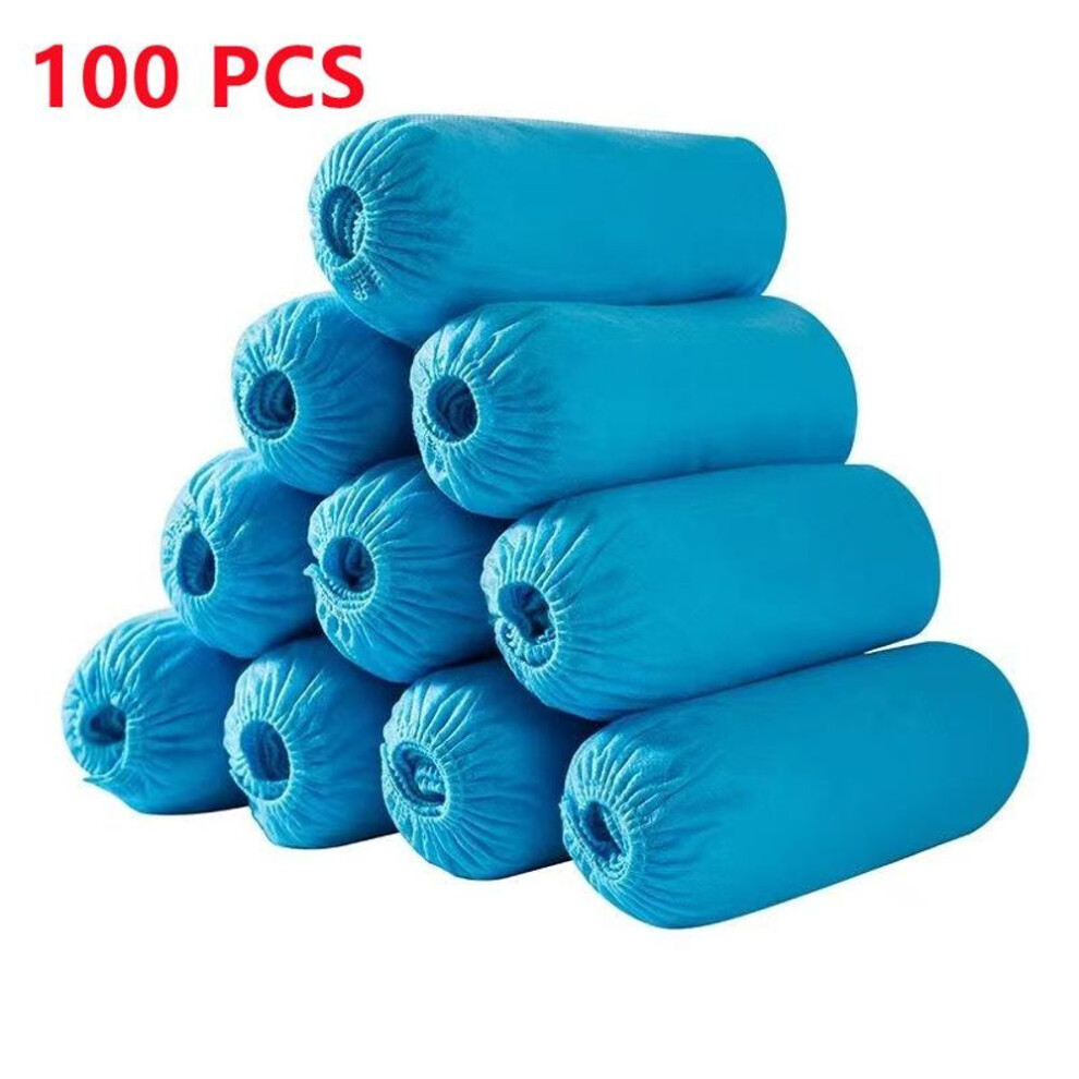 (blue, 100 pcs/bag) 100Pack Disposable Shoe Covers Boot Non-Slip Large Foot Booties for Indoors Contractors Floor Carpet Shoe Coverings Protectors