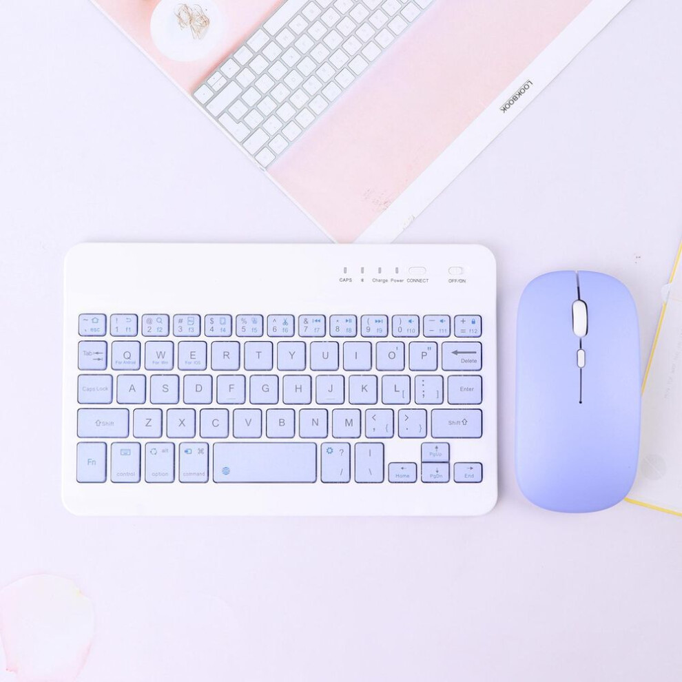(Purple) Wireless Keyboard Mobile Phone Tablet Computer Bluetooth Keyboard Mouse Set Purple 4239870620407
