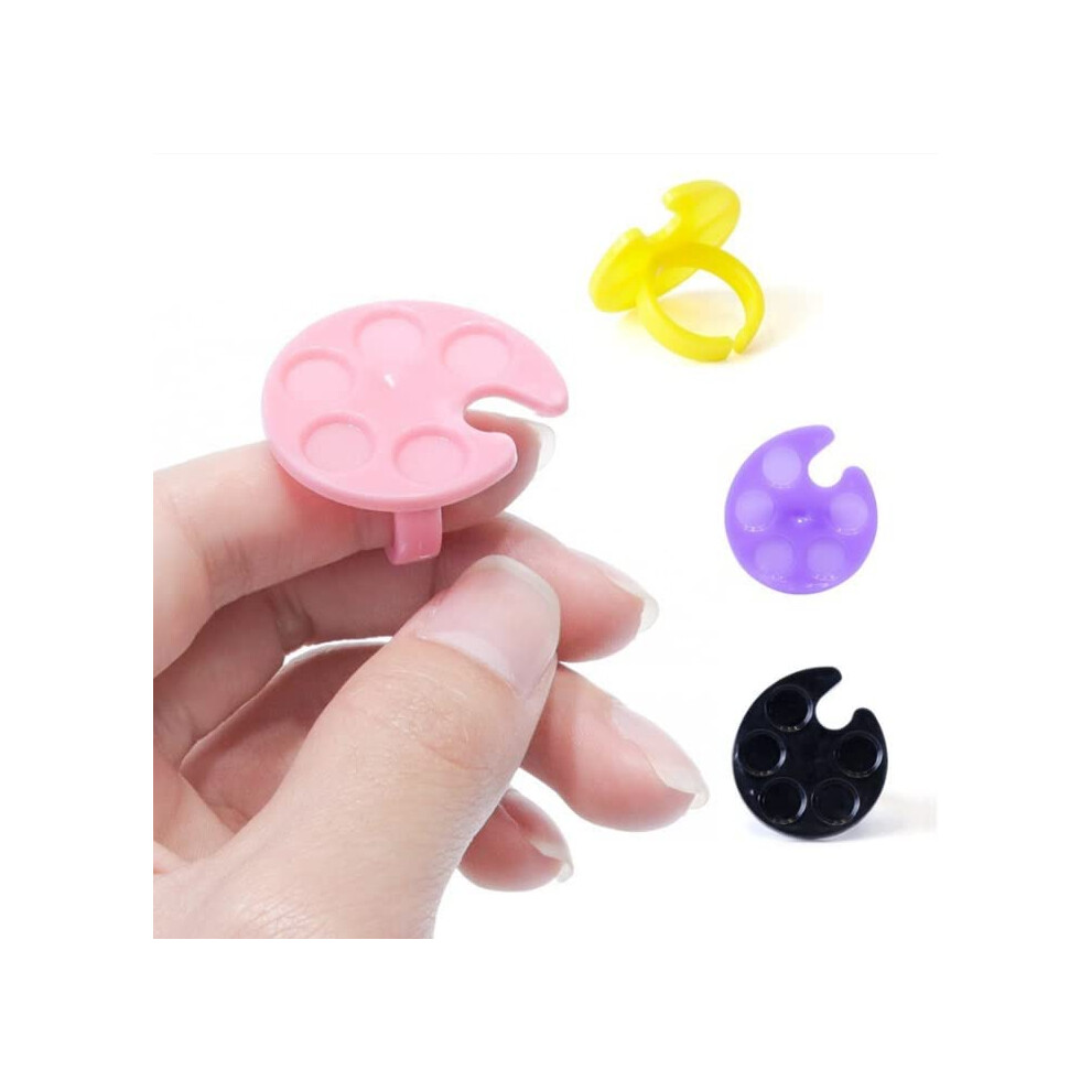 Duehut Hllmx 4 Pcs Mini Nail Art Polish Holders Mini Ring Tray Palette Nail Art Ring Palette Finger Wearable Nail Polish Glue Container Manicure Tool
