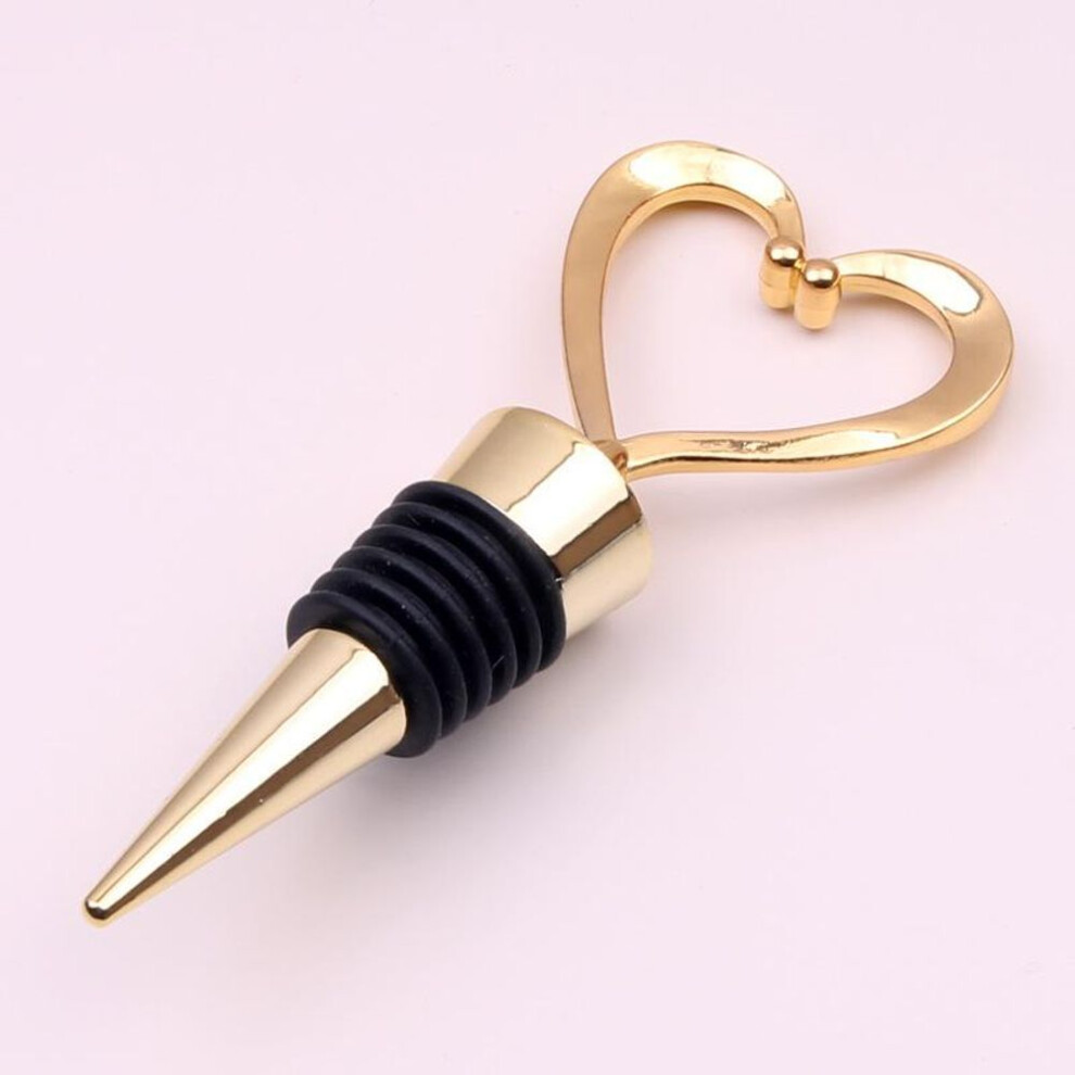 (gold) 1 PC Red Wine Stoppers Wine Bottle Plug Plastic Heart Shaped Reusable Vacuum Sealed Bottle Cap Bar Tools Gifts for Wine Lovers
