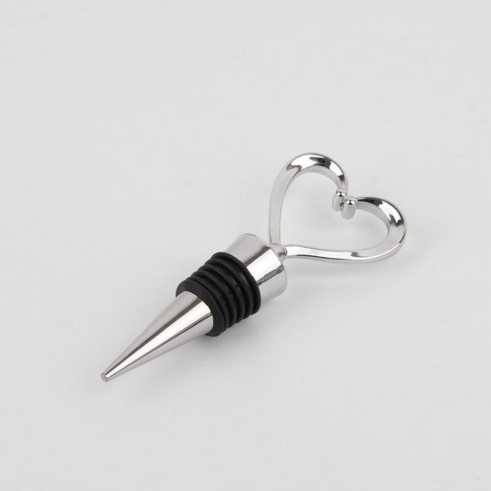 (silver) 1 Pc Red Wine Stoppers Wine Bottle Plug Plastic Heart Shaped Reusable Vacuum Sealed Bottle Cap Bar Tools Gifts For Wine Lovers