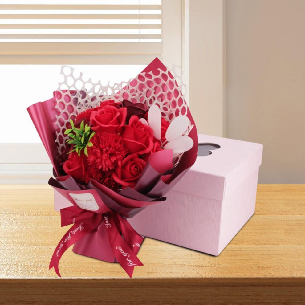 (red) Artificial Bouquet Soap Flower Fake Faux Flowers Centerpiece Table Decoration Floral Accessory