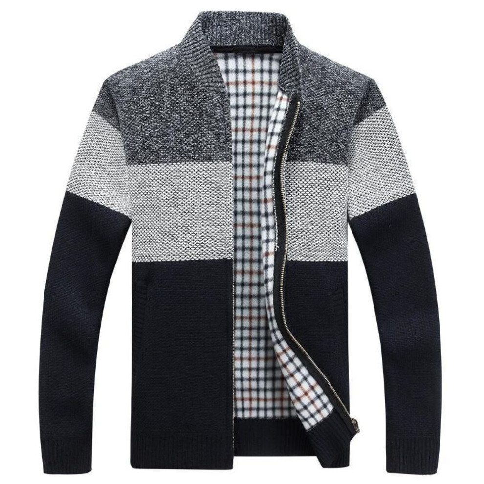 (dark gray, L/175) Men's Thickened Velvet V-Neck Cardigan Sweater: Warm, Loose-Fitting Knit Jacket for Autumn and Winter