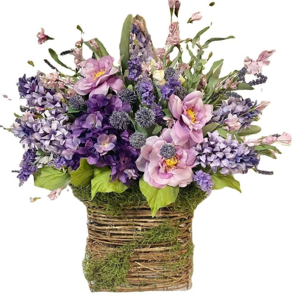Spring Wildflowers Door Hanging Basket Front Door Wreath Porch Farmhouse Artificial Flowers Home Decor, Hanging Ornament
