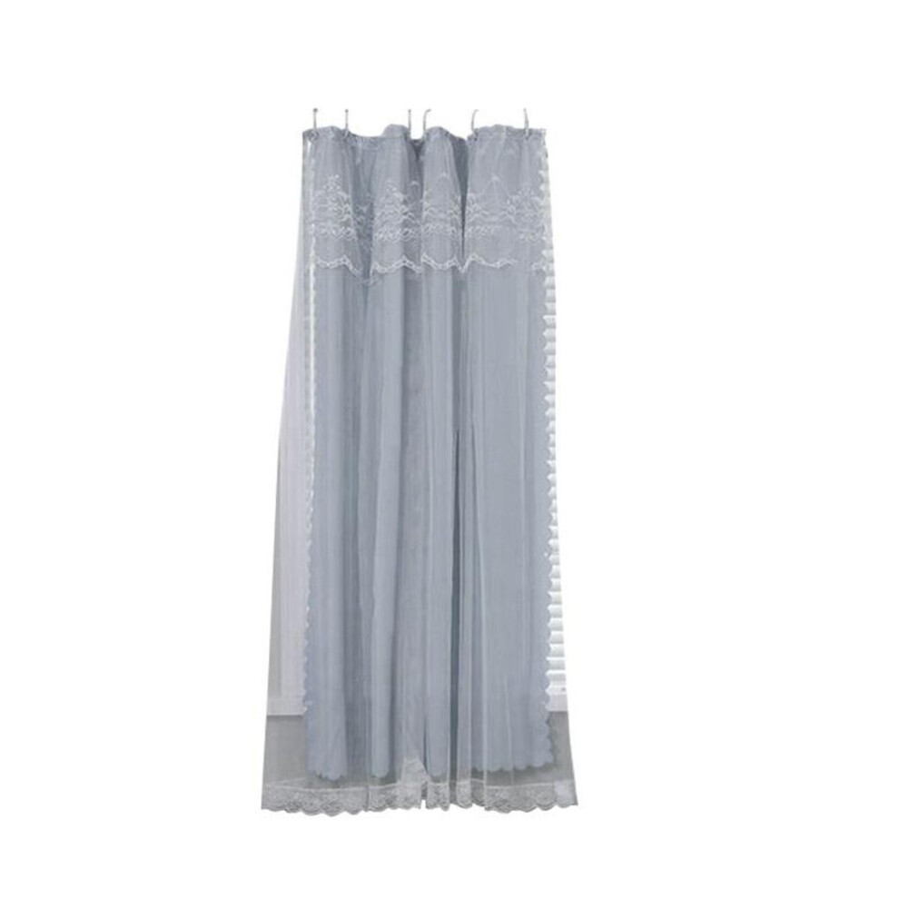 (blue, 0.9x1.5) 90cmx150cm Polyester Window Decoration Window Sheer Drapes Double Layer Lace Curtains Living Room Hanging Curtain Romantic