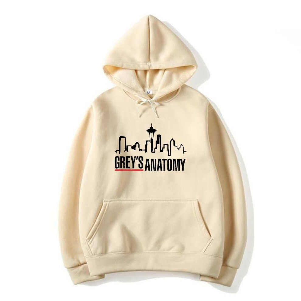 (XXL, khaki) Grey's Anatomy Hoodie Grey Sloan Memorial Hospital Hoodies Women Long Sleeve Pullovers Casual Tops Tv Show Inspired Sweatshirt