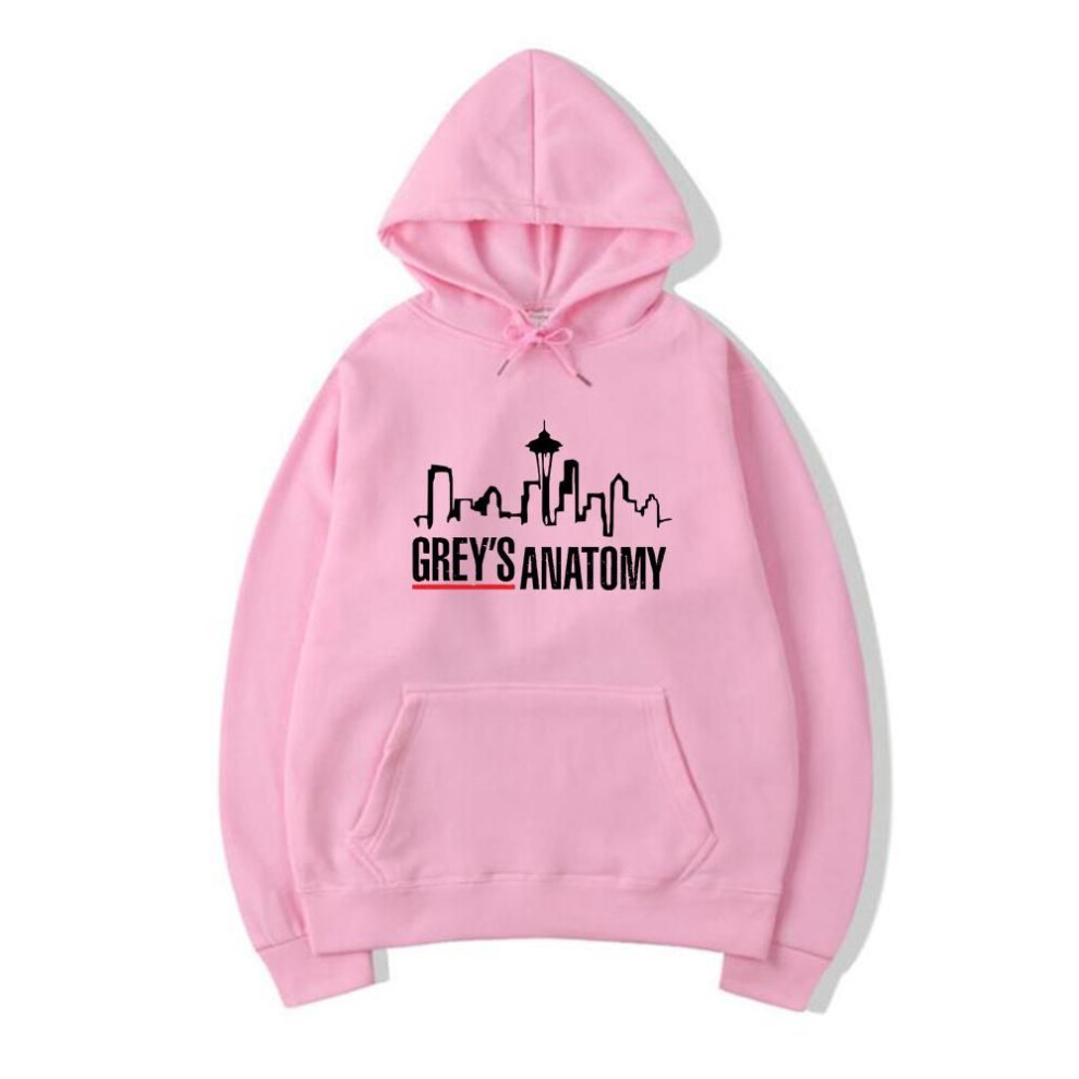 (S, pink) Grey's Anatomy Hoodie Grey Sloan Memorial Hospital Hoodies Women Long Sleeve Pullovers Casual Tops Tv Show Inspired Sweatshirt