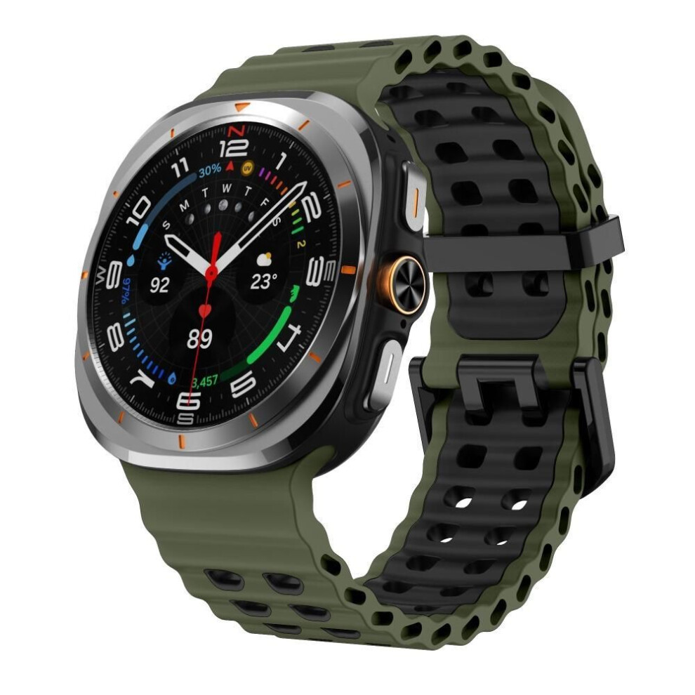 (Green-Black) 47mm Marine Band Replacement Watch Bands New Sport Strap For Samsung Galaxy Watch Ultra Men Women