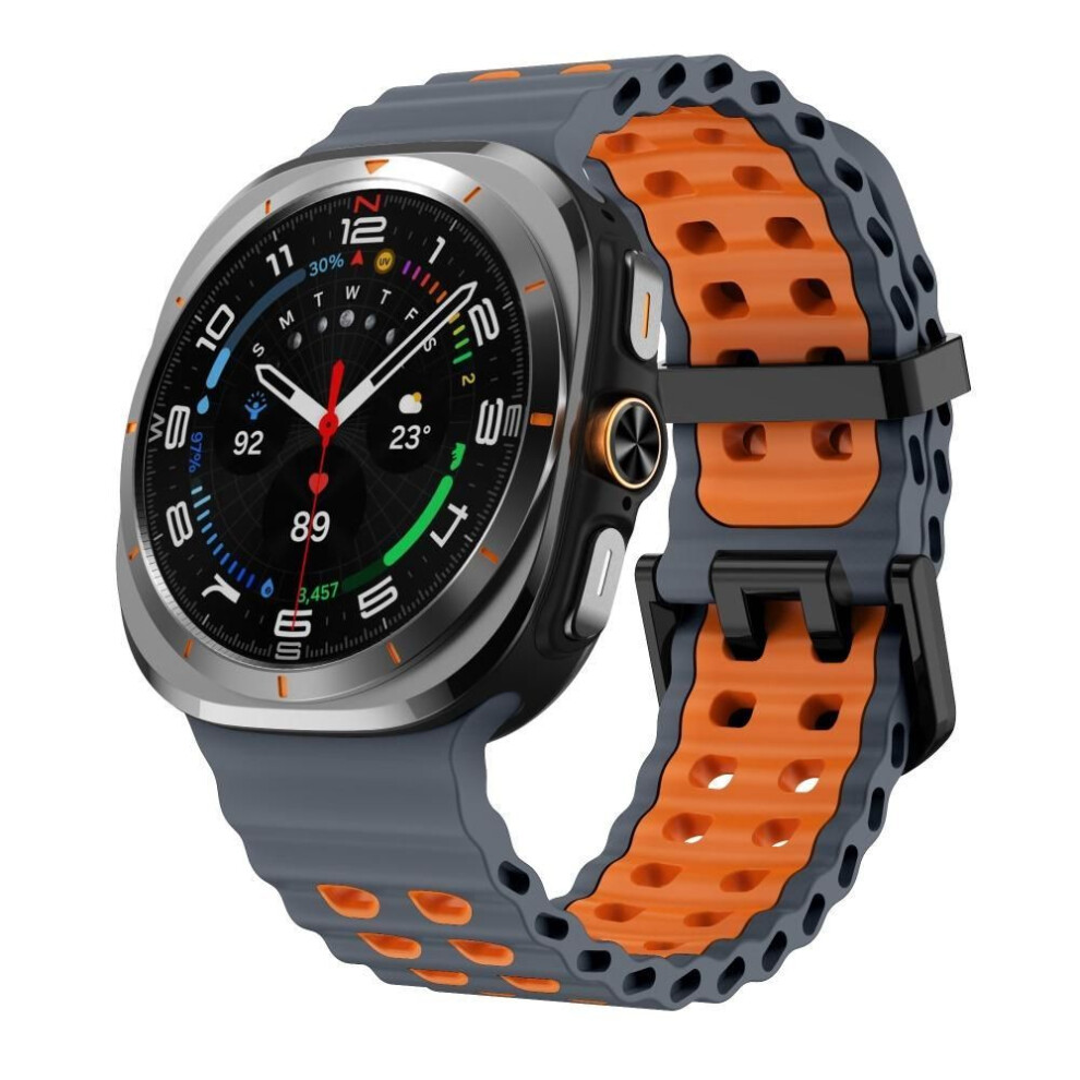 (-Orange) 47Mm Marine Band Replacement Watch Bands New Sport Strap For Samsung Galaxy Watch Ultra Men Women Grey/Orange 4240804281694